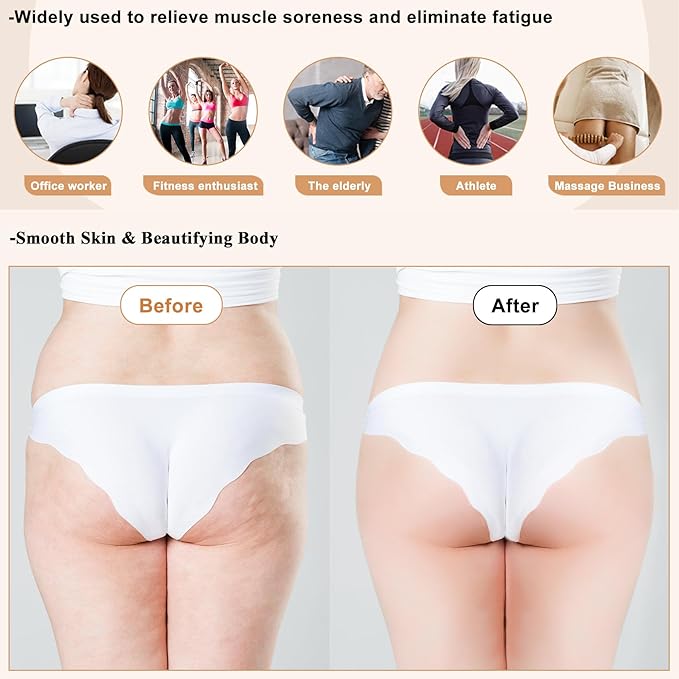 3Pcs Wood Therapy Massage Tools Lymphatic Drainage Massager Wooden Massager Body Sculpting Tools for Maderoterapia,Anti-Cellulite,Pain Relief(3-in-1 Massager)