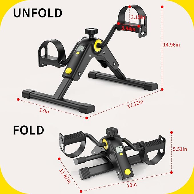 MOMODA Under Desk Bike Pedal Exerciser with LCD Display Portable Mini Exercise Bike for Arm and Leg