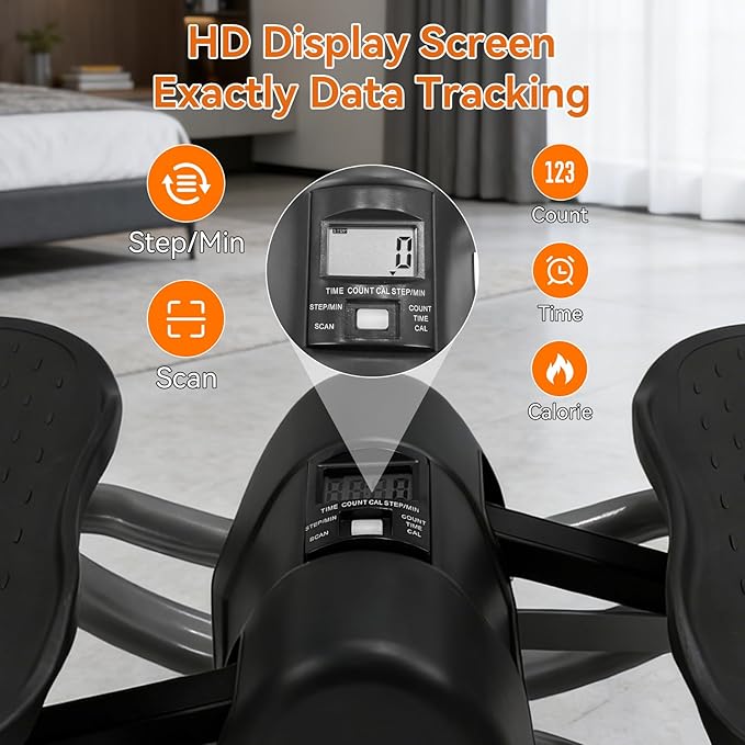 Rock Stepper Side to Side Machine, Low-Impact Lateral Stepper for Home Workout with Digital Display and Resistance Bands, Portable Rocking Stepper for Legs, Glutes and Core Training