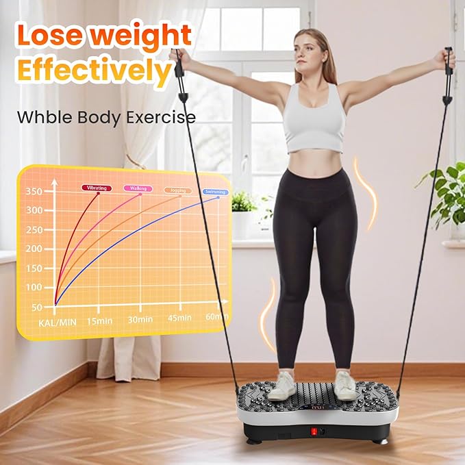 AXV Vibration Plate Fitness Platform Exercise Machine Vibrating Lymphatic Drainage Shaking Workout Full Body Shaker Vibrate Stand Shake Board Sport Gym Pad for Weight Loss Fat Burner for Women Men