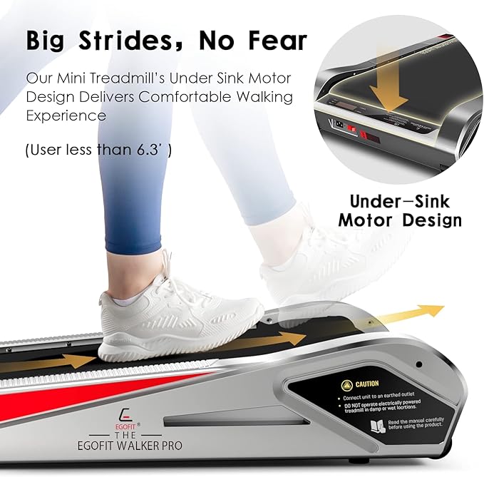 Egofit Walker Pro/Plus Smallest Under Desk Treadmill Walking Pad, Small & Compact Walking Treadmill with Fixed 5% Incline to Fit Desk Perfectly and Home & Office with APP & Remote Control
