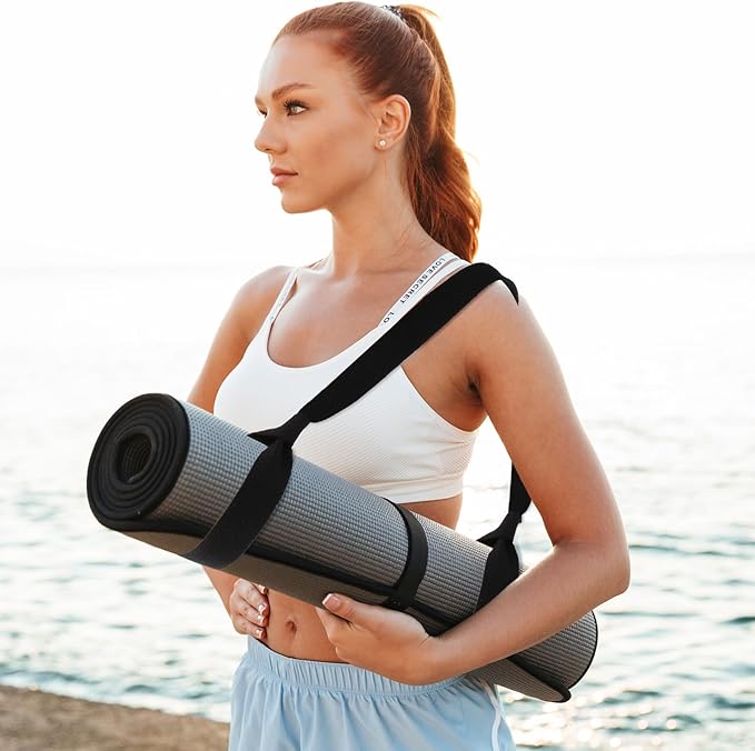 2 PCS Yoga Mat Carrier Strap Yoga Mat Sling Mats Slap Band Easy Holder Strap Adjustable Durable Exercise Carrier for Carrying Exercise Mats or Stretching (Black)