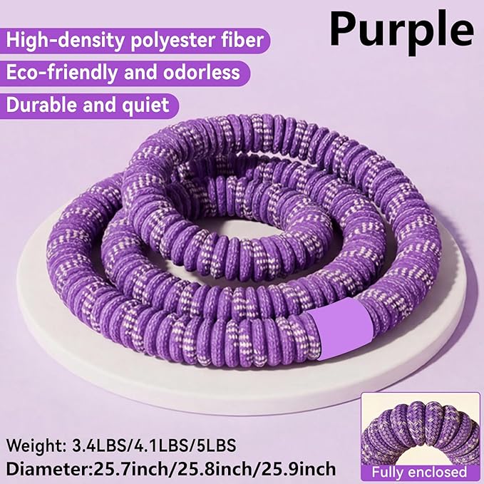 3.4/4.1/5 LBS Soft Spring Weighted Hoop for Adults, Quiet & Pinch-Proof Design, Portable Fitness Infinity Hoop with Body Tape Measure, Exercise Hoop for Core Workout