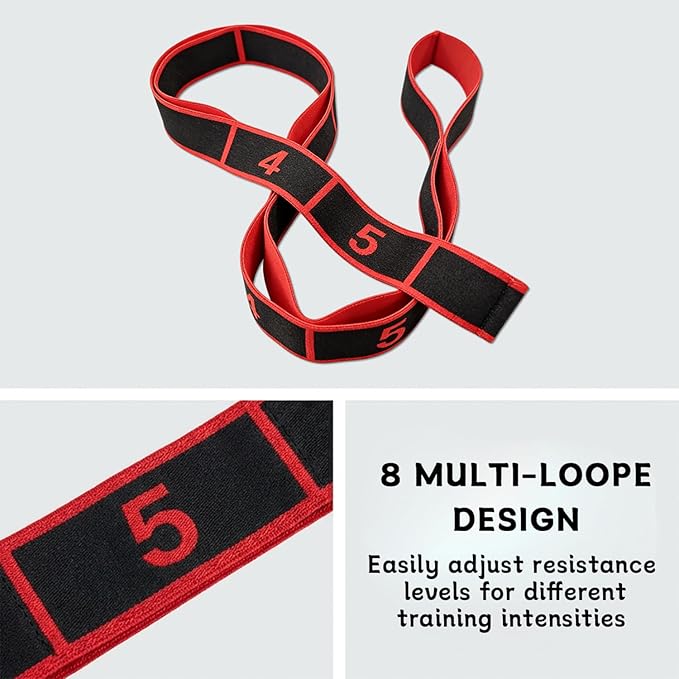 Fitness Resistance Bands with Handles, Number Stretch Resistance Band with Clear Markings, Adjustable 8-Section Elastic Training Bands,Fitness Resistance Band for Stretching and Yoga