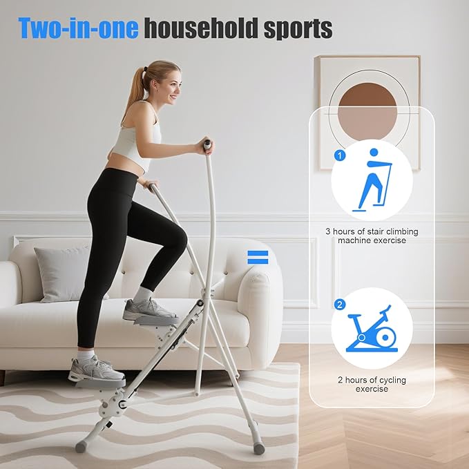 Stair Stepper with 4-Speed Adjustable | 265lbs Upgrade Foldable Stairmaster Machine for Home Gym Workout| Adjustable Handlebar & Pedals| Cardio Stair Climber with Low Noise（2025 Upgraded）