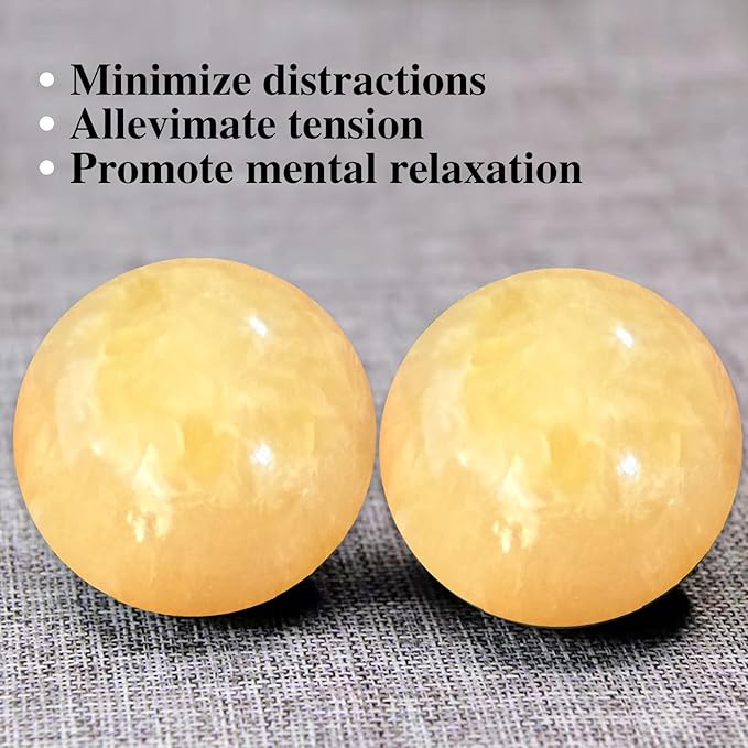 Marble Baoding Balls, Chinese Meditation Stress Relief Balls for Hand Therapy, Manual Massage Exercise,Beige,Small-1.38"