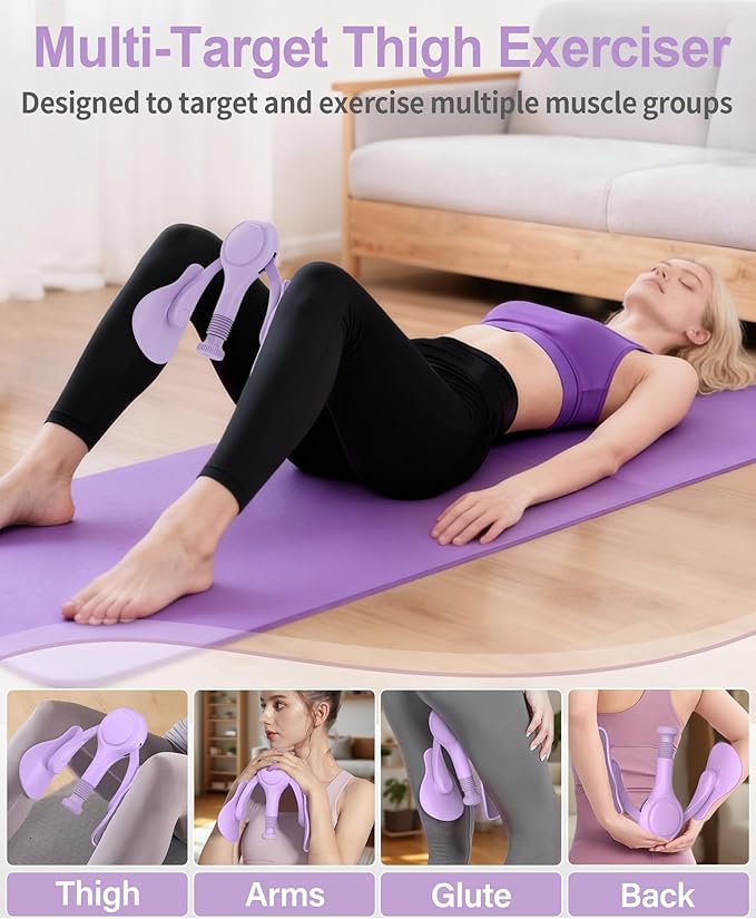 Pelvic Floor Exercise Devices Kegel Exerciser Muscle Trainer 15-70lbs Adjustable for Women/Men, Inner Thigh Exerciser Hip Abductor Machine with Resistance Band, Leg Workout