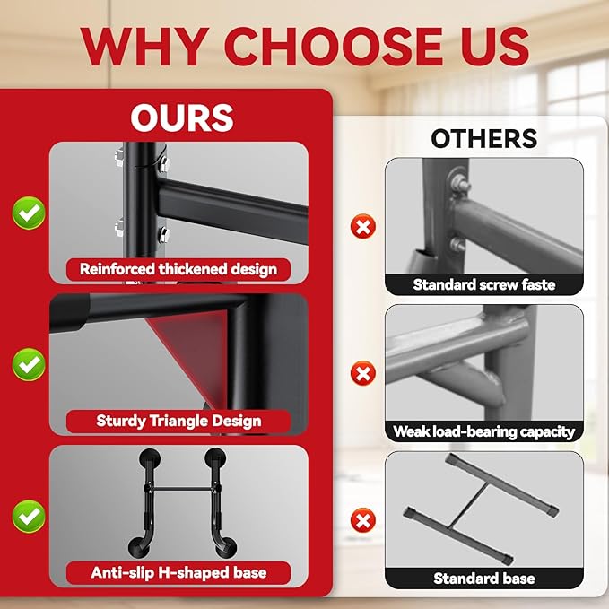 Power Tower Pull Up Dip Station Foldable, Pull Up Bar Station Adjustable, Multi-Function Home Gym, Strength Training Fitness Equipment, Triangular Design, for Home Outdoor
