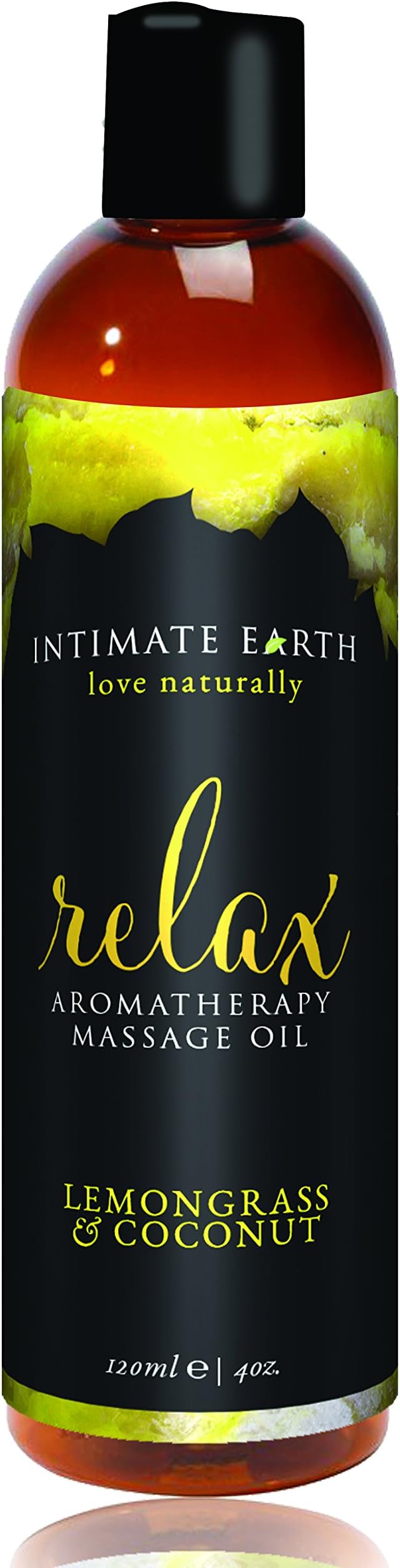 Intimate Earth Relax Aromatherapy Massage Oil Lemongrass & Coconut 3.1-4 Oz.