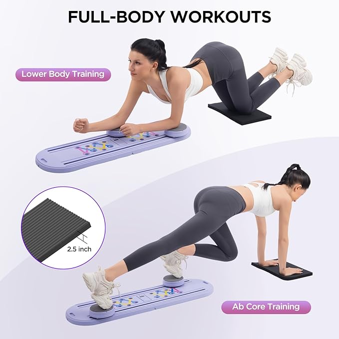 Pilates Board, Portable Pilates Reformer Equipment with Timer, 7-in-1 Foldable Pilates Machine for Home Workout, Multi-Purpose Pilates Equipment at Home, Office