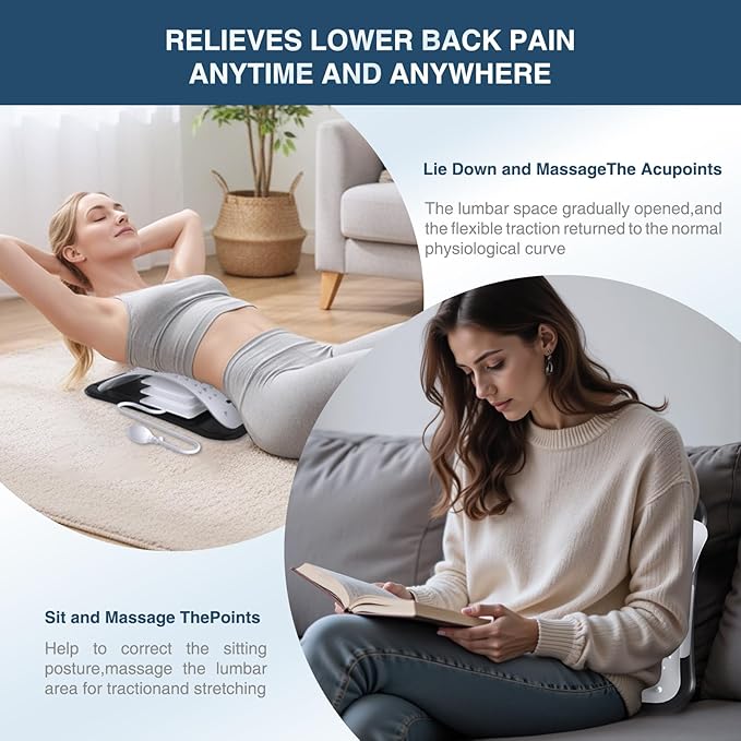 Docemel Back Stretcher for Lower Back Pain Relief,Adjustable Inversion Lumbar Traction Device,Lumbar Support Board for Spinal Decompression and Scoliosis,Sciatic Nerve Release Tool,Back Cracker Board