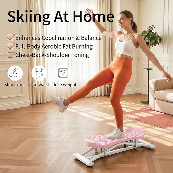 Balance Board for Adults, Rocking Stepper with Resistance Bands, Portable Wobble Board with LCD Monitor, 300 lbs Capacity Ski Trainer for Full Body Workout at Home Gym