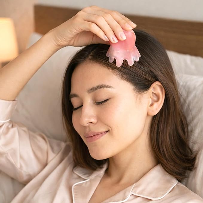 2 Pack Octopus Head Massager Comb: Hair Scalp Massage Tool Stress Relief Manual Relaxing Gifts for Men Women (Pale Pink)