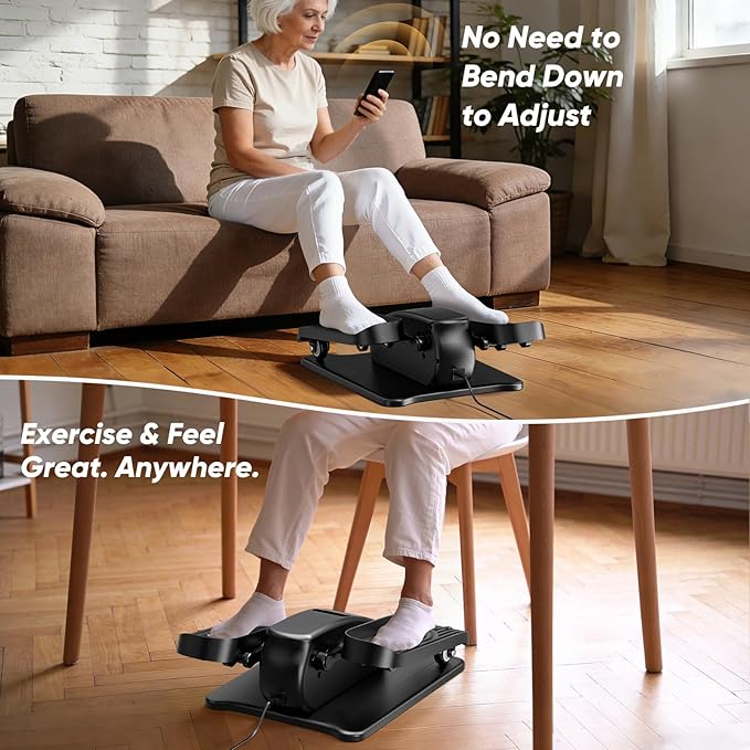 Under Desk Elliptical Machine for Senior Mini Elliptical Leg Exerciser with Remote Quiet Portable Electric Seated Foot Pedal Exerciser for Home Office