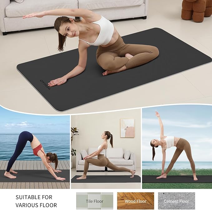 Extra Thick 8mm Yoga Mat, 72"x28" Non Slip Exercise Mat, Reversible 2-Sided Dual Color Premium POE Material, with Carrying Strap for Yoga, Pilates, Home Gym