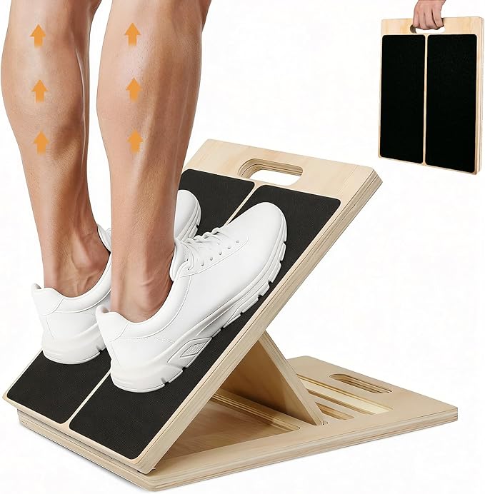 Adjustable Slant Board for Calves Stretching, Portable Wooden Incline Board for Balance Exercises, Durable Five Angles for Physical Therapy, Calf Stretcher Equipment with Muscles, Feet, Ankles, Knee