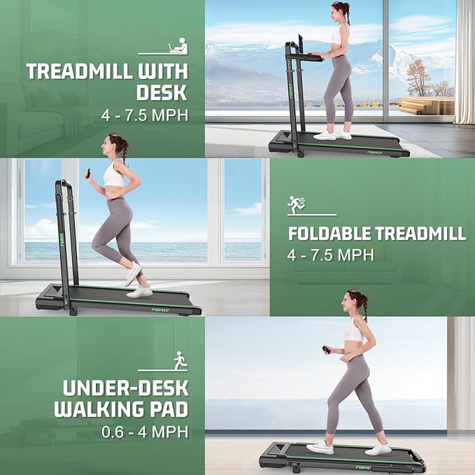 FUNMILY Upgrade Walking Pad Folding Treadmill with 12%/15% & Handle Bar, 3.5HP Foldable Under Desk Compact Treadmills for Home/Office/Gym, 400+lb Capacity, Shock Absorption