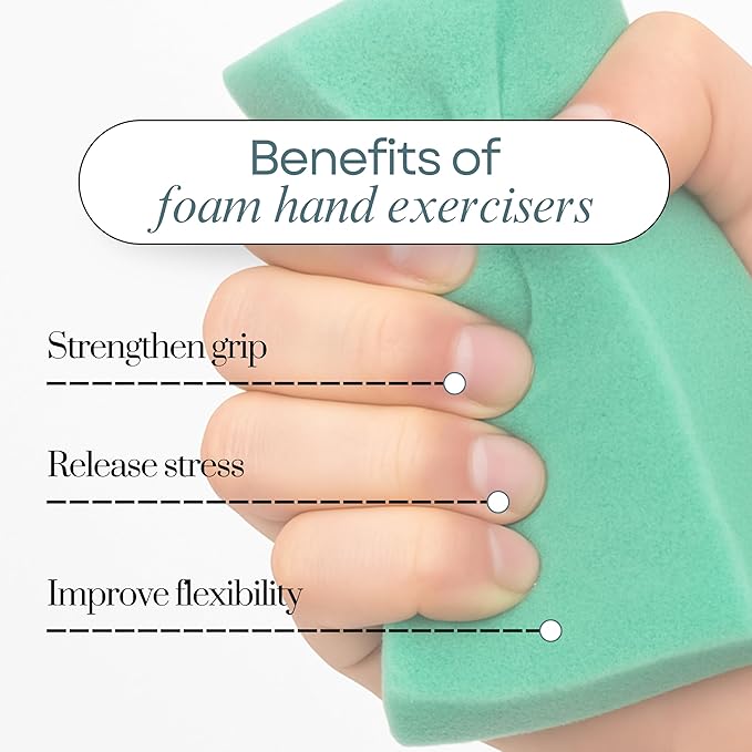 New Millennium Grip Strength Trainer – 4-Pack Foam Hand Therapy Block Exercisers for Hand & Wrist Rehabilitation, Carpal Tunnel, Arthritis, Tendonitis – Made in USA, Color-Coded Resistance