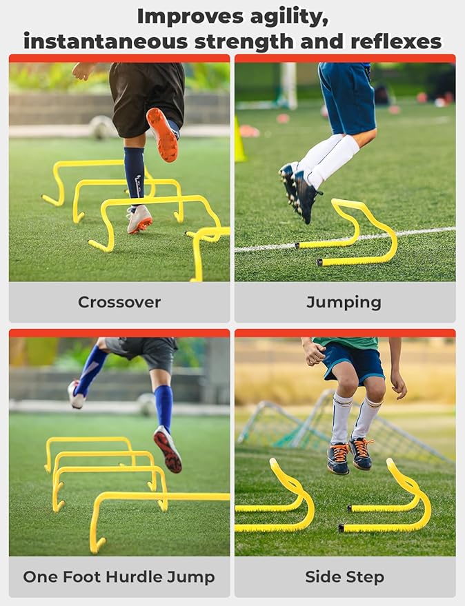 GHB Agility Hurdles 8" Speed Agility Training Hurdles, Detachable Sturdy Hurdles Training Equipment Set with Carry Bag for Kids,Athletes,Soccer,Basketball