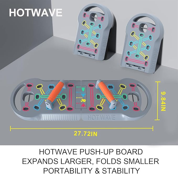 HOTWAVE Portable Exercise Equipment with 16 Gym Accessories,20 in 1 Push Up Board Fitness,Resistance Bands with Ab Roller Wheel,at Home Workout for Men