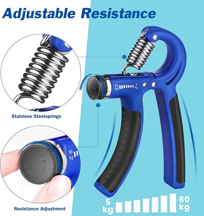 AIXPI Grip Strength Trainer, Hand Grip Exerciser Strengthener with Adjustable Resistance 11-132 Lbs (5-60kg), Forearm Strengthener, Hand Exerciser for Muscle Building and Injury Recover 2 Pack