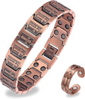 Magnetic Bracelet and Ring Set for Men, 99.99% Pure Copper Jewelry, Adjustable Cross & Celtic Knot Design, Gift for Dad