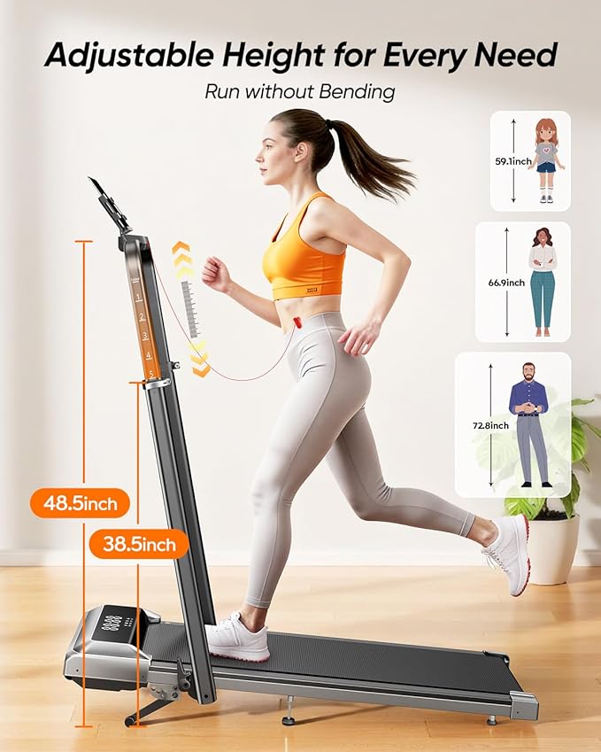 Walking Pad Treadmill with Incline, 2 in 1 Foldable Treadmills for Home Small Office, 300lbs Portable Compact Under Desk Treadmill with App, Remote Control and LED Display