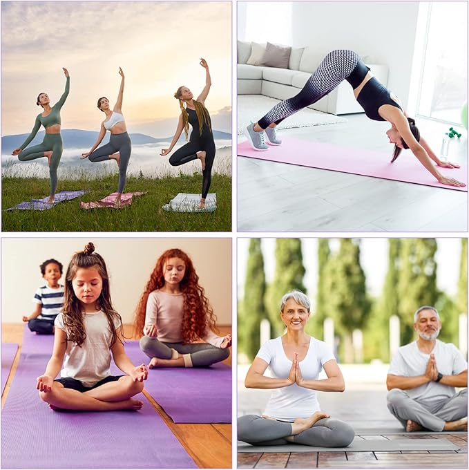 24 Pack 3 mm Thick Yoga Mat Bulk, Non Slip Exercise Workout Fitness Pad for Women Men, Gym Home Yoga Pilates, Easy to Clean, Sturdy PVC