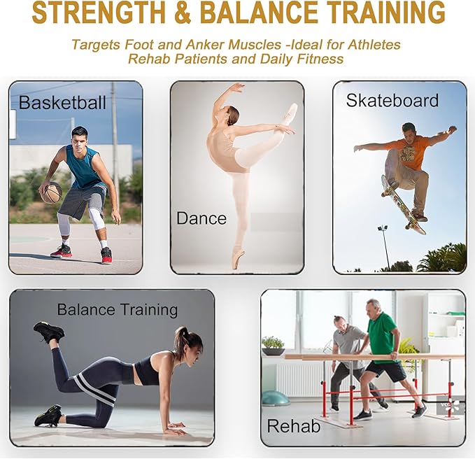Ankle Balance Board - Single Foot Balance Board, Sprain Exerciser, Non-Slip Wood Ankle Foot Strengthener for Plantar Fasciitis Relief/Physical Therapy/Posture Correction/Balance Training