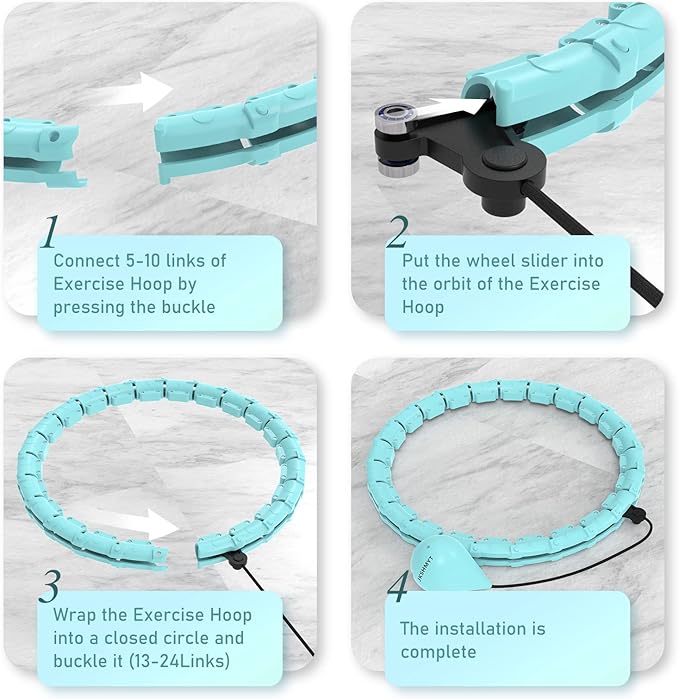JKSHMYT Weighted Hula Circle Hoops for Adults Weight Loss, Infinity Fitness Hoop Plus Size 47 Inch, 24 Detachable Links, Exercise Hoop Suitable for Women and Beginners