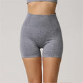 Yoga Set Seamless Women Long Sleeve Blouses Top Gym Sport Bra High Waist Tight Leggings Fitness Suit Shorts Sets (Color : Gray Shorts, Size : Small)