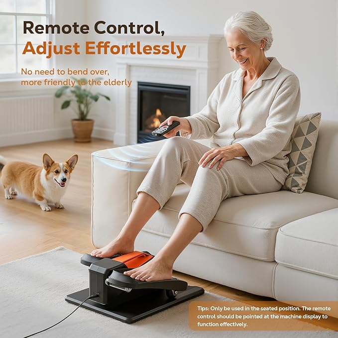 Under Desk Elliptical Machine, Electric Ellipse Leg Exercise as seen on TV, Quiet Seated Pedal Elliptical for Seniors with Remote Control for Home Office, 12 Adjustable Speeds
