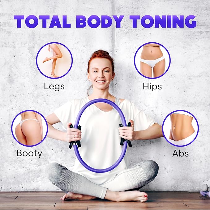 Pilates Ring and Ball Set, at Home Pilates Kit with 14" Exercise Ring, Mini Ball