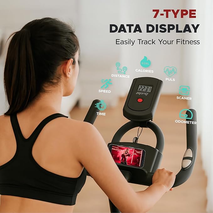 Stationary Exercise Bike for Home, Indoor Cycling Bike with Silent Belt Drive, Adjustable Seat & Resistance, LCD Display, iPad Holder, 264 LBS Weight Capacity