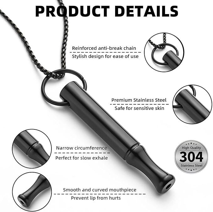 Breathing Necklace for Anxiety Relief Breathlink Stop Smoking Vaping Necklace Quit Smoking Aids Fidget Necklace for Smoking Cessation Fum Vaporless Smokeless Inhaler for Men Women Adult