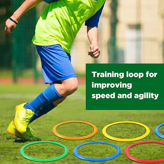 Deekin 80 Pcs Agility Rings Speed and Agility Training Rings Multicolored Exercise Speed Ring Circle Jumping Hoops for Training Toss Equipment, 15"