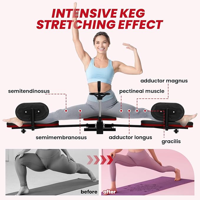 Hip Leg Strecher, 400LBS Steel Split Machine for Flexibility Kids Adults with Wheel, 240 ° Leg Strecher Machine for Flexibility Stretching Equipment Fitness Equipment Beauty Ballet Yoga