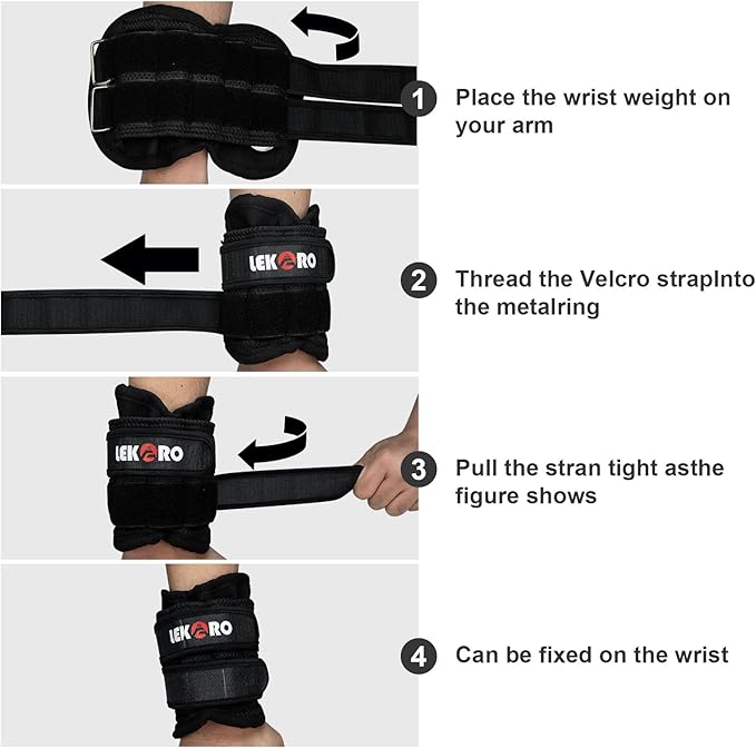Ankle Weights Wrist Weights for Men Women, 1 Pair Adjustable Removable Steel Weighted Plates Arm Leg Weights for Walking Running Pilates, Fitness Weights