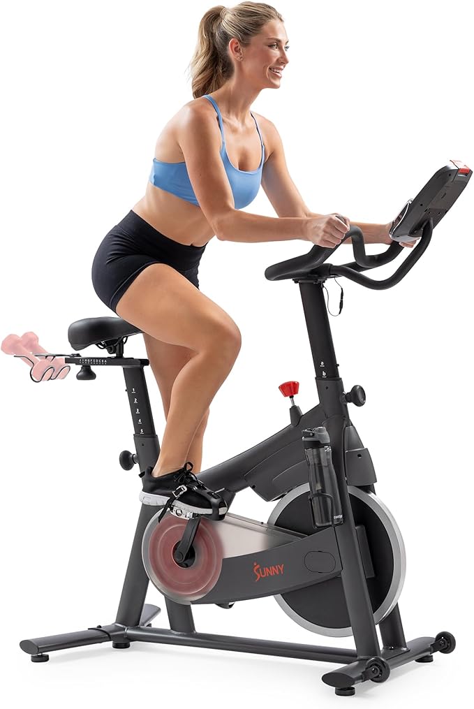 Sunny Health & Fitness Smart Magnetic Cycling Bike with Free SunnyFit App Connection, Stationary Indoor Cardio Exercise Equipment