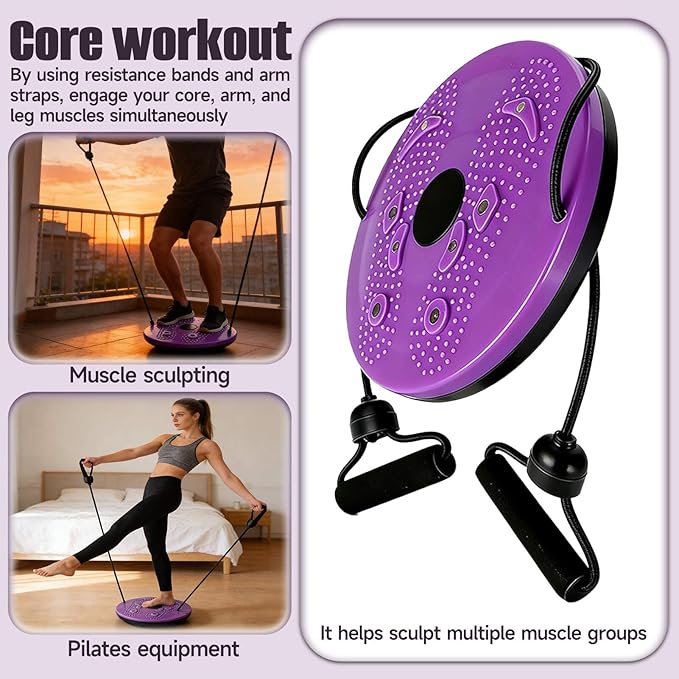 Waist Sculptor, 2026 Upgraded Waist Twister Machine - Adjustable 360° Rotation Twist Waist Machine with Ab Board for Core, Waist, Hip & Leg Workout, Home Pilates Core Trainer