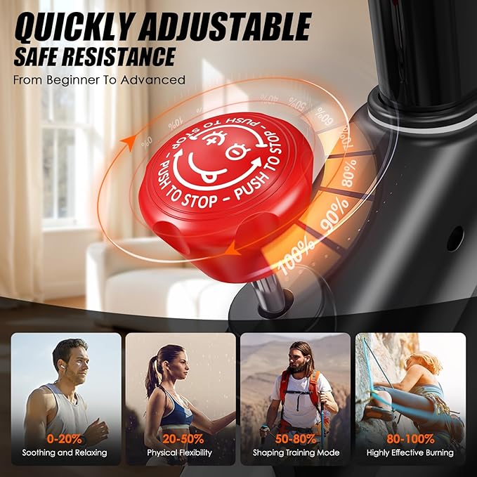 pooboo Exercise Bike, Adjustable Magnetic Resistance Stationary Bikes for Home with App Compatible, 350LB Weight Capacity Indoor Cycling Bike with Large Seat, Dumbbell Rack, Pull Cords & LCD Display,Low Noise Indoor Spin Bike for Home Gym