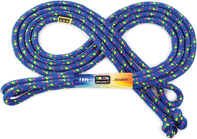 Just Jump It 16' Foot Single Jump Rope for Kids Women and Men - Active Outdoor Youth Fitness Excersing Equipment - Double Dutch Length Gym Accessories