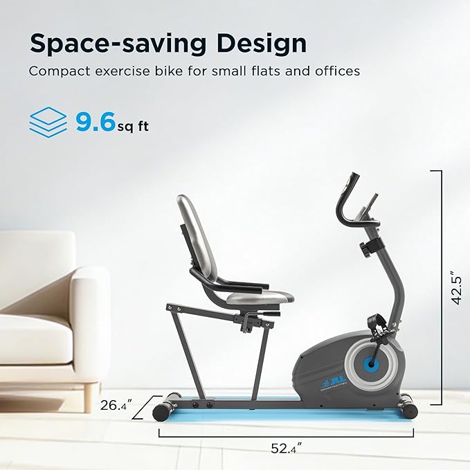 JLL Smart Cross Trainer Recumbent Exercise Bike with Arm Exercisers, 8-Level Magnetic Resistance Stationary Machine, LCD, Bluetooth Fit App, Home Workout Cardio Equipment, Seniors & Adults