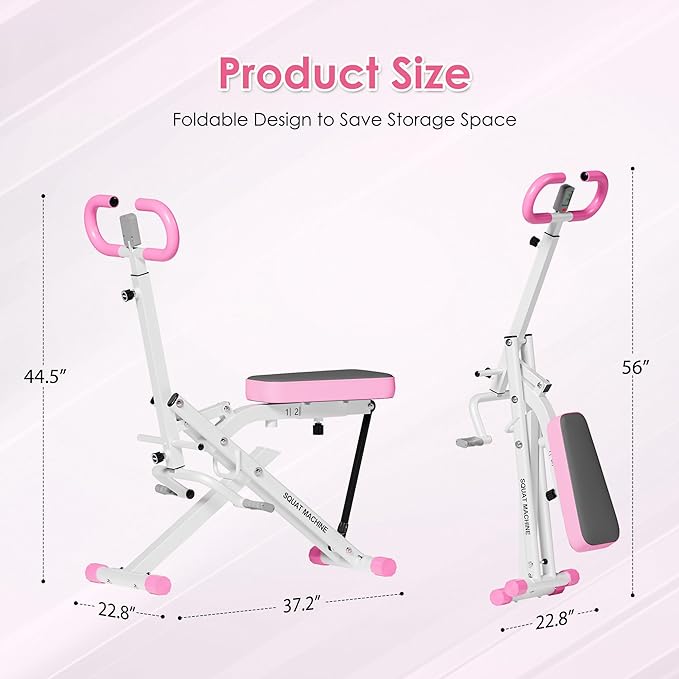 DlandHome Squat Machine, Squat Rowing Machine with Adjustable High-Strength Resistance Band for Home Gym, Foldable Leg Glute Trainer for Full Body 330lbs