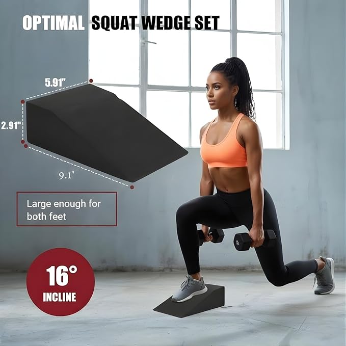 Slant Board for Calf Stretching & Squats – Non-Slip Heel Elevated Squat Wedge Block for Weightlifting, Squat Mobility & Performance | Workout Wedge to Improve Squat Form, Balance & Strength