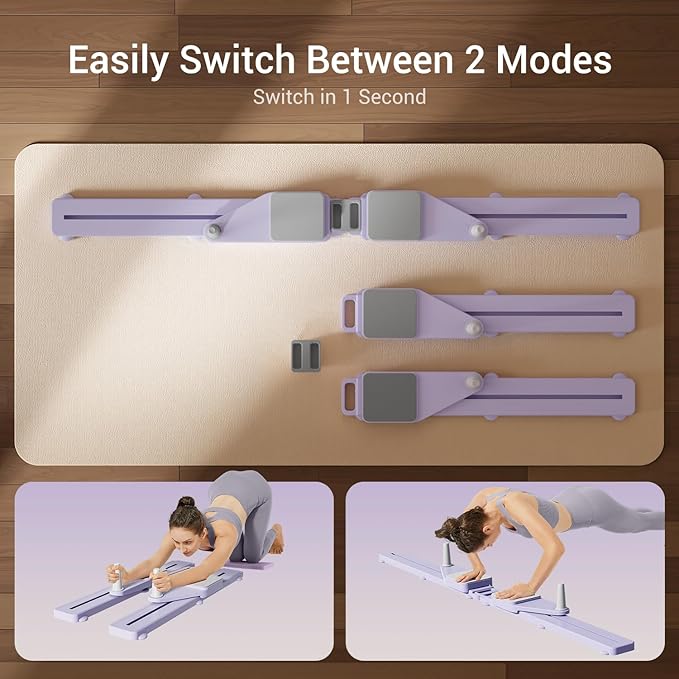 Pilates Board, Multifunctional Abdominal Plate Sets, Detachable Ab Trainer Machine for Home, 6 in 1 Pilates Sliding Board, Foldable Pilates Reformer for Women Core Workouts