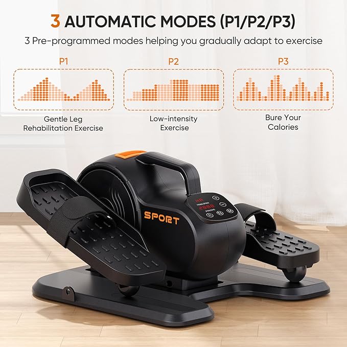 Dripex Under Desk Elliptical Machine, 3-in-1 Electric Leg Exerciser As Seen On TV, 16 Adjustable Speed & Resistance, Seated Pedal Exerciser for Seniors with Remote, Fully Assembled