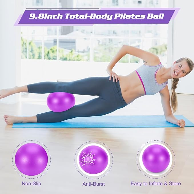 Pilates Equipment, Home Workout Pilates Ring Kit with Resistance Bands, 14'' Magic Circle, Mini Ball, Pilates Starter Kit for Strength, Toning and Flexibility, Workout Guide Included