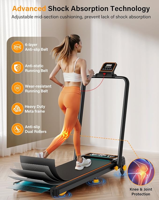Treadmill Walking Pad with 15% Incline/Handle Bar/2 LED Display, 3.5HP Portable Treadmills for Home Small, Foldable Walking Pad Treadmill 350+lb Capacity, Smart App, 4 Adjustable Incline, RGB Light