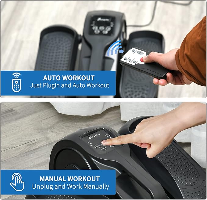 Soozier Under Desk Elliptical Exercise Machine, Powered Ellipse Leg Exerciser, Mini Rehabilitation Bike with Adjustable Speed, Remote & LCD Display for Home & Office